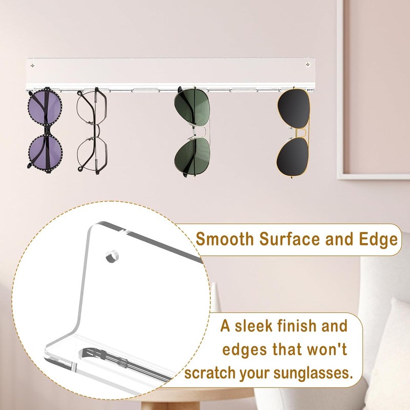 Bigfety Hanging Sunglasses Wall Organizer, Glasses Holder Wall for Display, Acrylic Multiple Eyeglasses Rack 3 Pack, Clear - Image 3